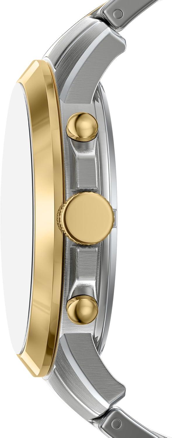 imageFossil Mens Grant Quartz Stainless Steel and Leather Chronograph WatchTwo ToneBlue