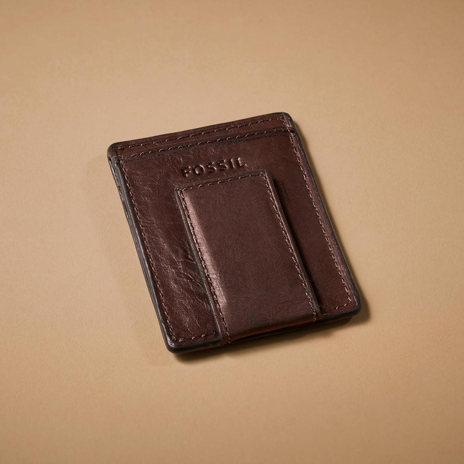 imageFossil Mens Ingram Leather Magnetic Card Case with Money Clip Wallet Brown Model ML3235200Ingram Brown