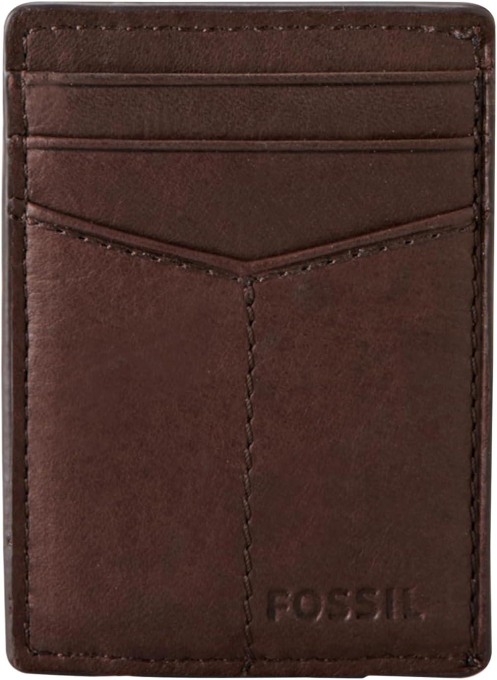 imageFossil Mens Ingram Leather Magnetic Card Case with Money Clip Wallet Brown Model ML3235200Ingram Brown