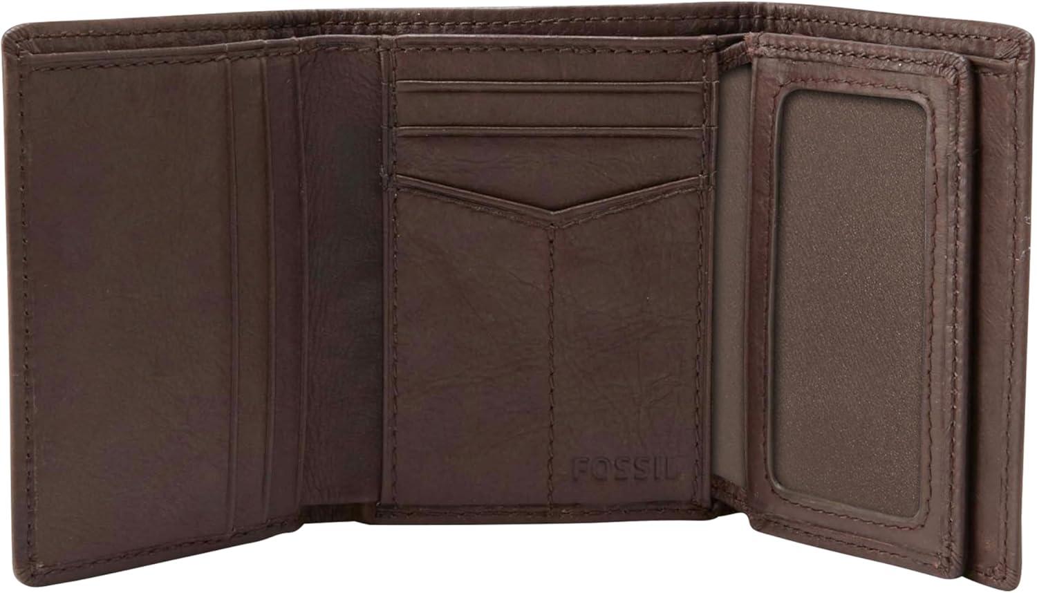 imageFossil Mens Ingram Leather Trifold with ID Window Wallet Brown Model ML3289200Ingram Brown