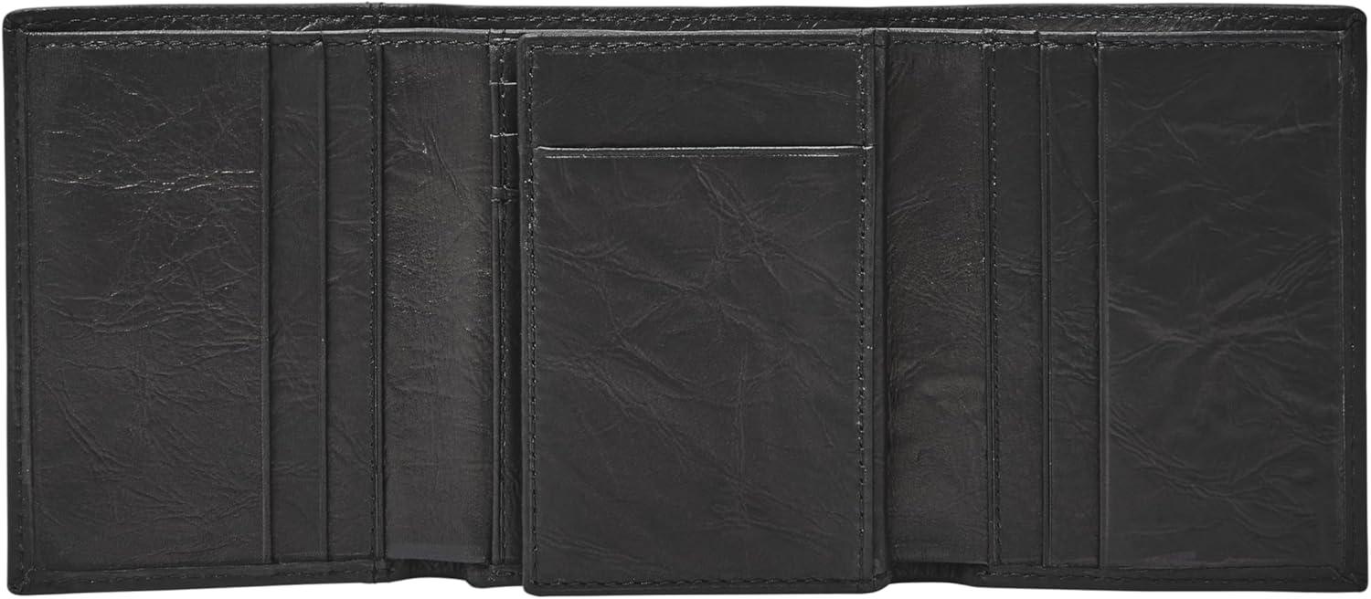 imageFossil Mens Ingram Leather Trifold with ID Window Wallet Brown Model ML3289200Neel Black