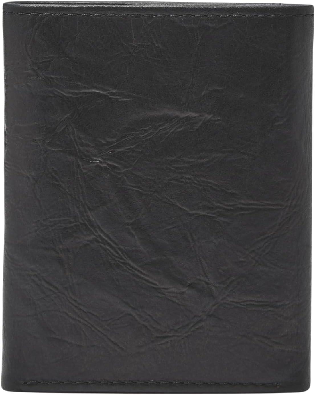 imageFossil Mens Ingram Leather Trifold with ID Window Wallet Brown Model ML3289200Neel Black