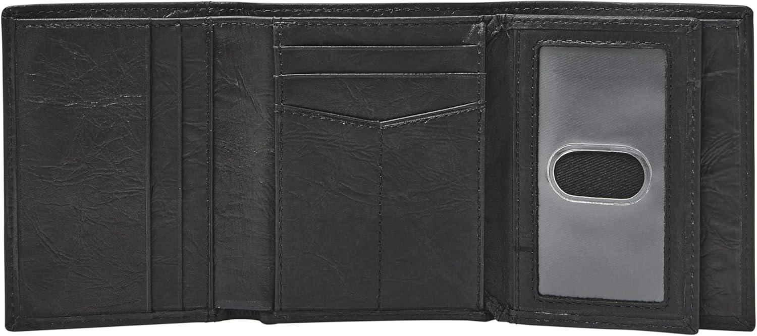 imageFossil Mens Ingram Leather Trifold with ID Window Wallet Brown Model ML3289200Neel Black