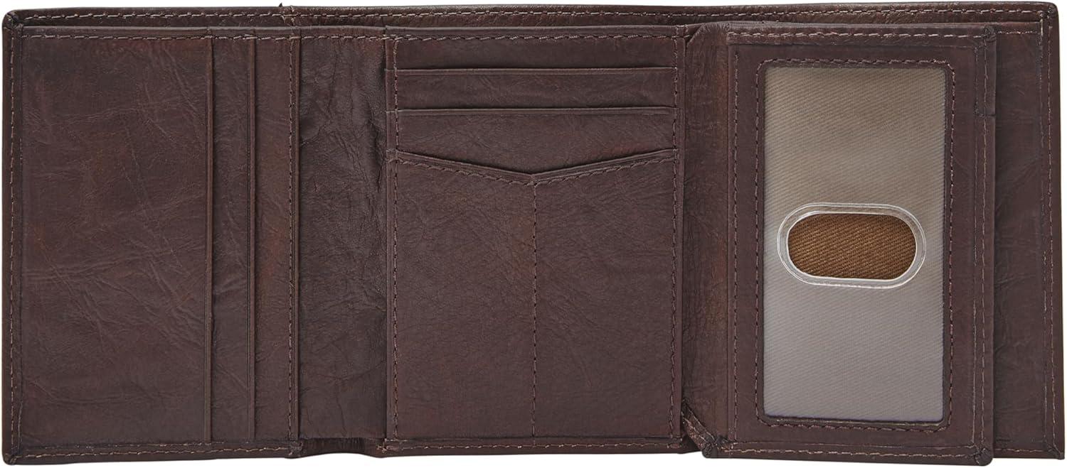imageFossil Mens Ingram Leather Trifold with ID Window Wallet Brown Model ML3289200Neel Brown