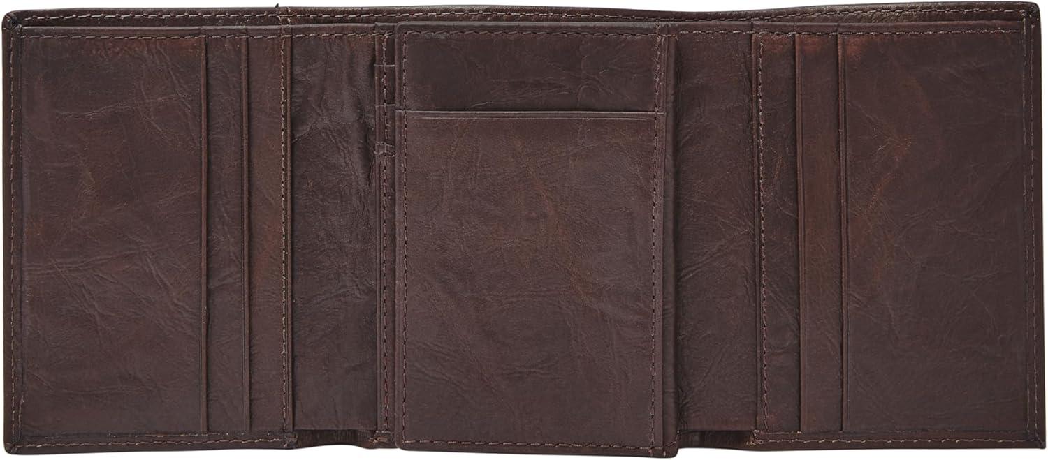 imageFossil Mens Ingram Leather Trifold with ID Window Wallet Brown Model ML3289200Neel Brown