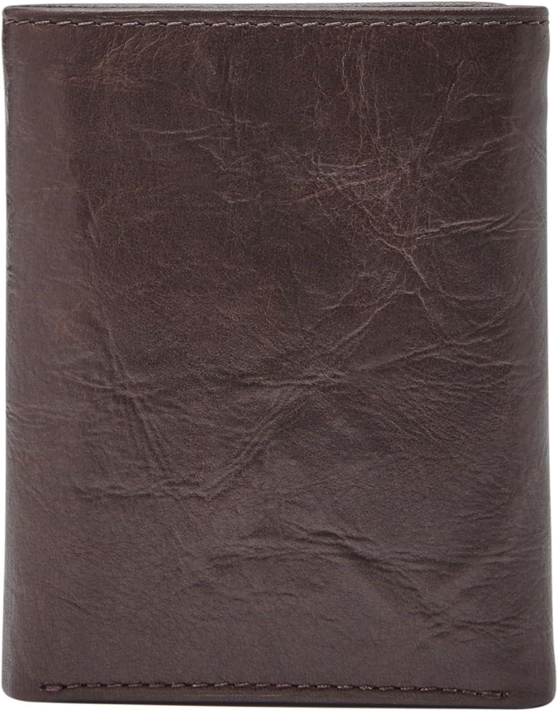 imageFossil Mens Ingram Leather Trifold with ID Window Wallet Brown Model ML3289200Neel Brown