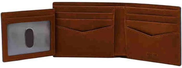 imageFossil Mens Leather Bifold Wallet with Flip ID Window for MenEverett Brown
