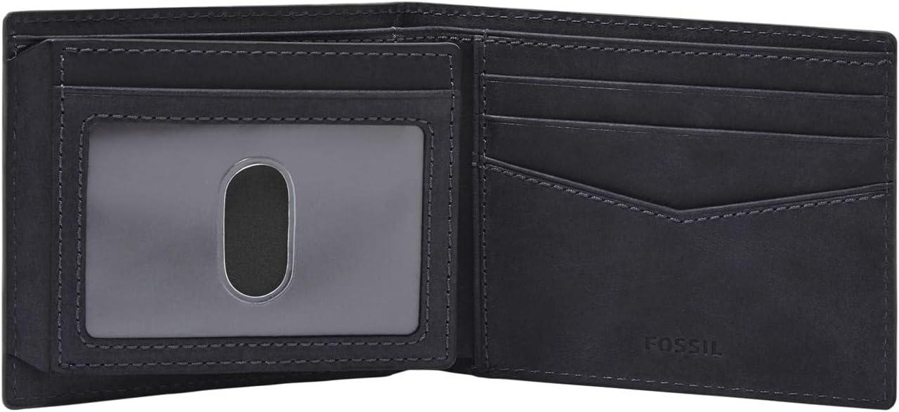 imageFossil Mens Leather Bifold Wallet with Flip ID Window for MenEverett Midnight Navy