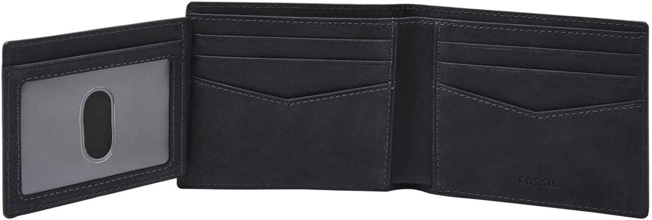 imageFossil Mens Leather Bifold Wallet with Flip ID Window for MenEverett Midnight Navy