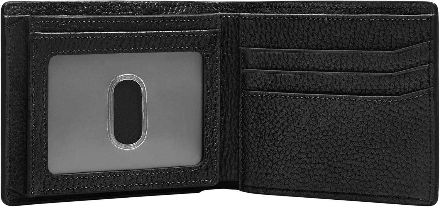 imageFossil Mens Leather Bifold Wallet with Flip ID Window for MenHuntington Black