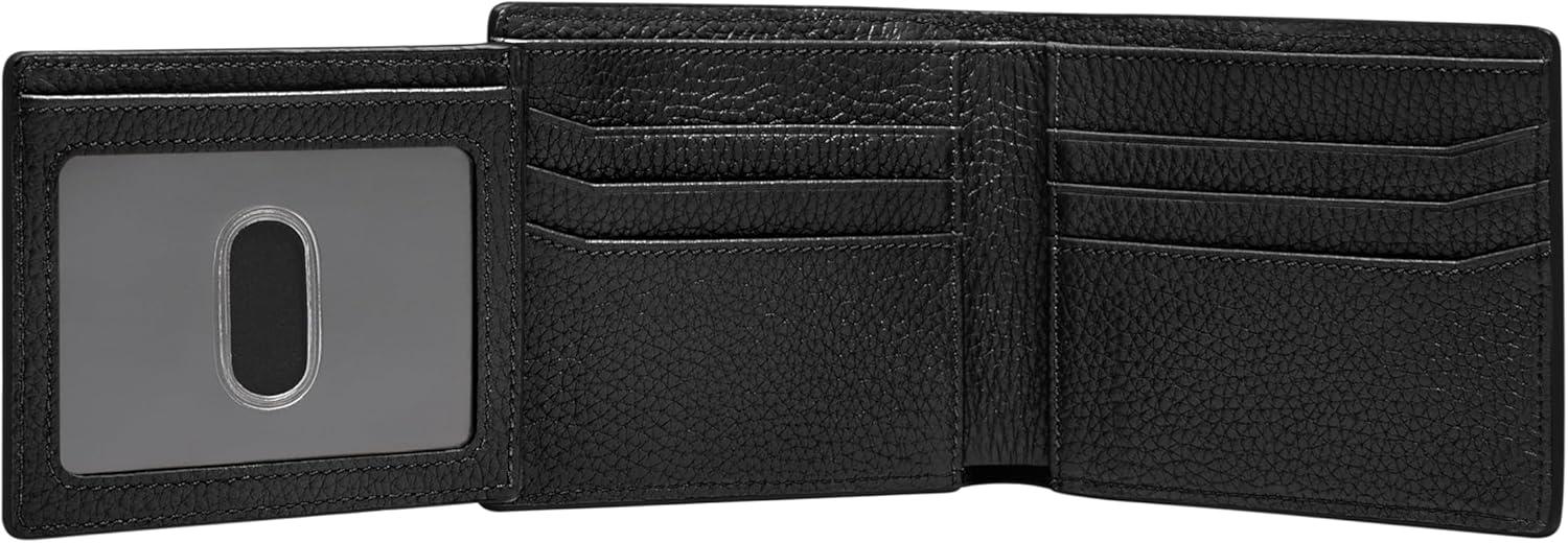 imageFossil Mens Leather Bifold Wallet with Flip ID Window for MenHuntington Black