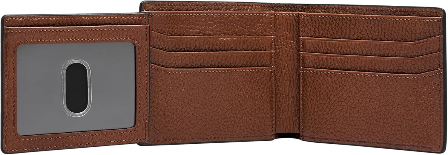 imageFossil Mens Leather Bifold Wallet with Flip ID Window for MenHuntington Brown