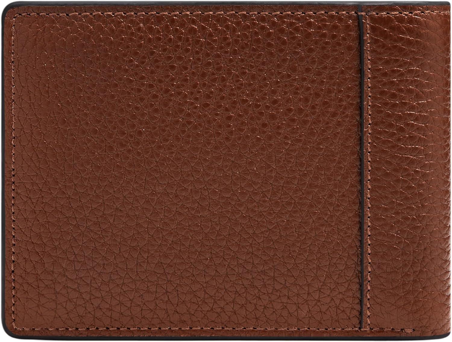 imageFossil Mens Leather Bifold Wallet with Flip ID Window for MenHuntington Brown