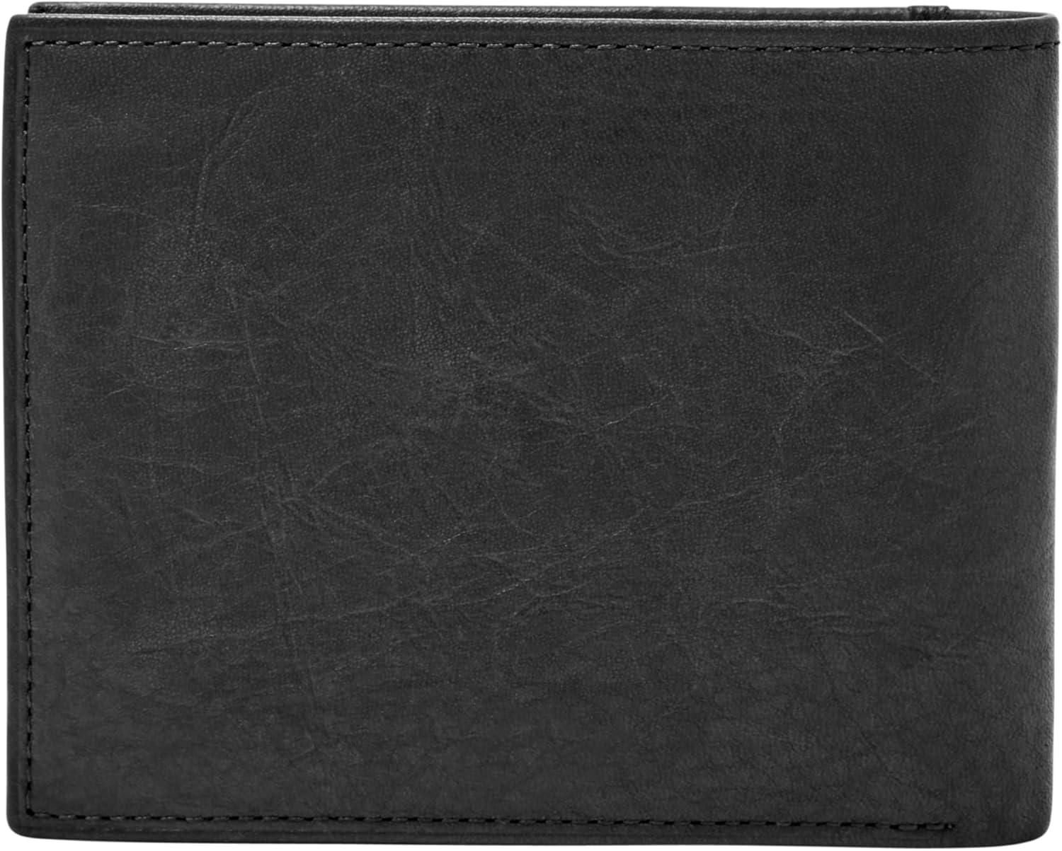 imageFossil Mens Leather Bifold Wallet with Flip ID Window for MenIngram Black