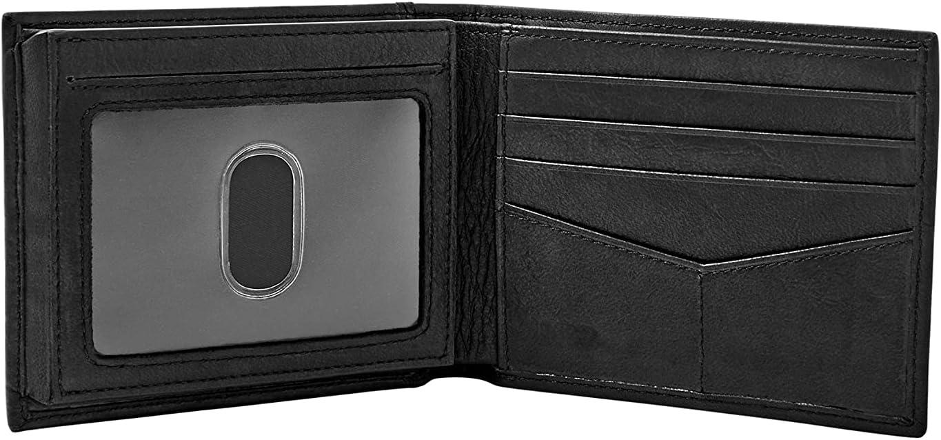 imageFossil Mens Leather Bifold Wallet with Flip ID Window for MenIngram Black