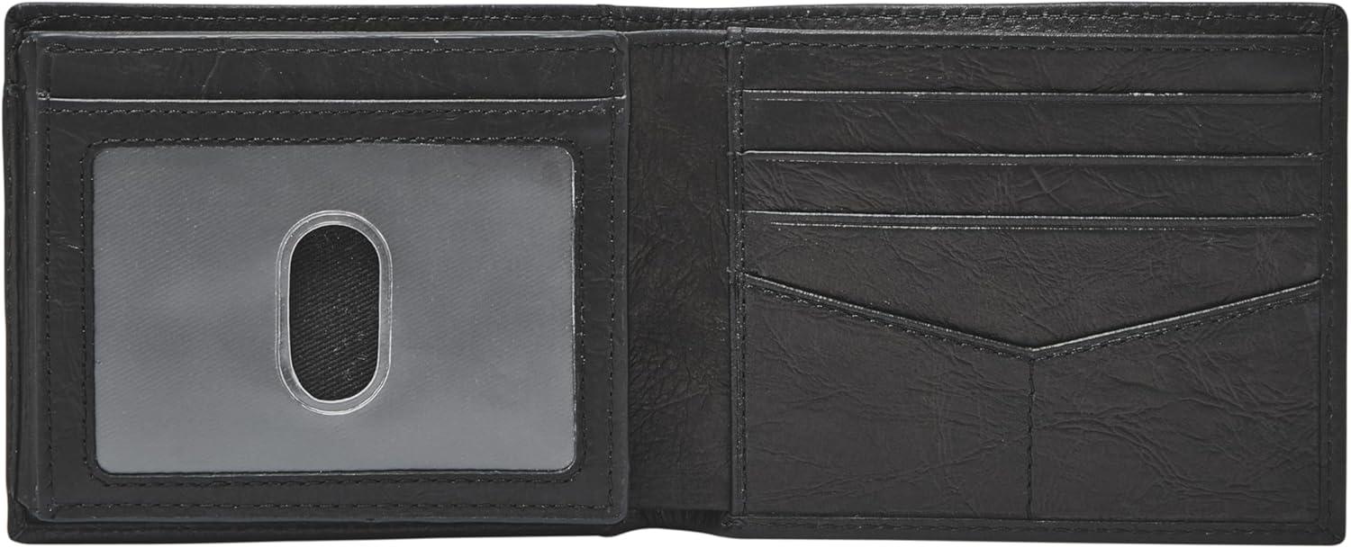 imageFossil Mens Leather Bifold Wallet with Flip ID Window for MenNeel Black