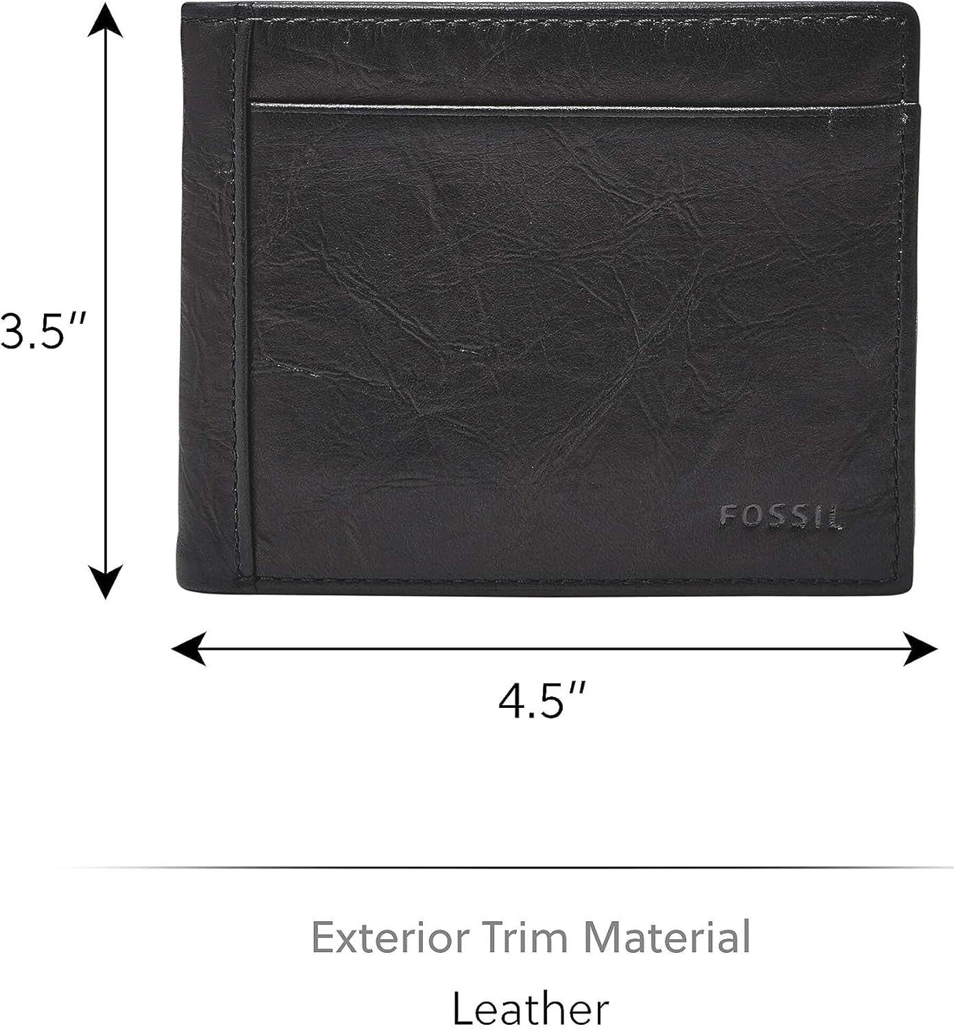 imageFossil Mens Leather Bifold Wallet with Flip ID Window for MenNeel Black