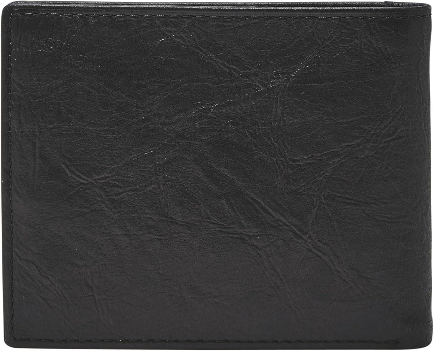 imageFossil Mens Leather Bifold Wallet with Flip ID Window for MenNeel Black