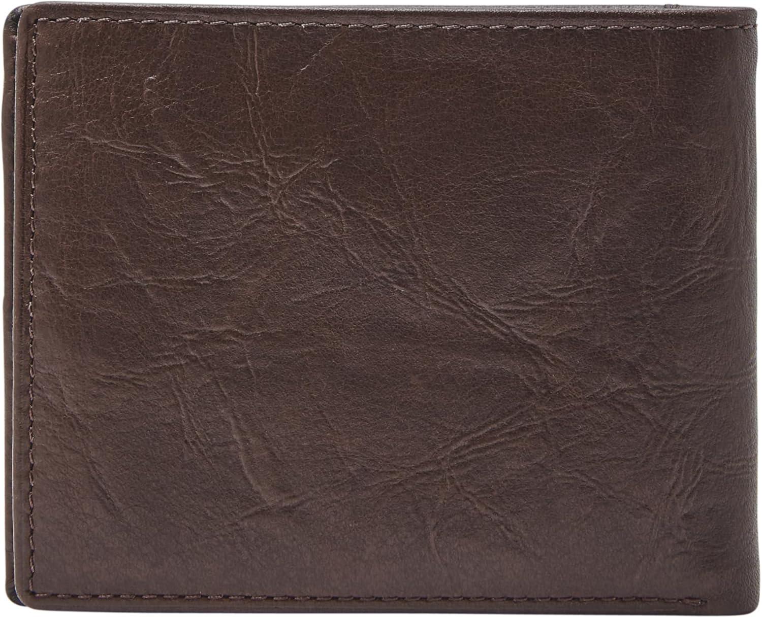 imageFossil Mens Leather Bifold Wallet with Flip ID Window for MenNeel Brown
