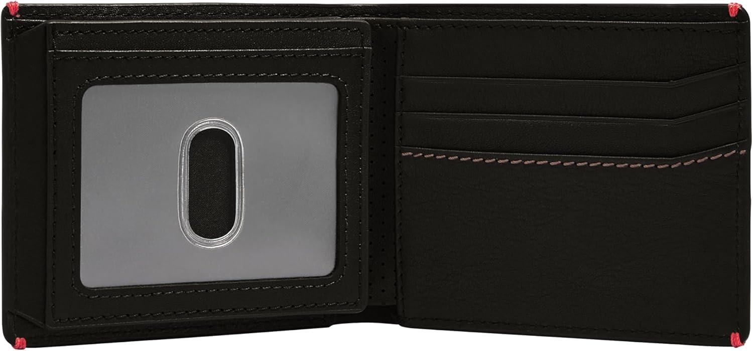 imageFossil Mens Leather Bifold Wallet with Flip ID Window for MenSport Tourer Black