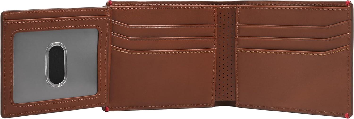 imageFossil Mens Leather Bifold Wallet with Flip ID Window for MenSport Tourer Brown