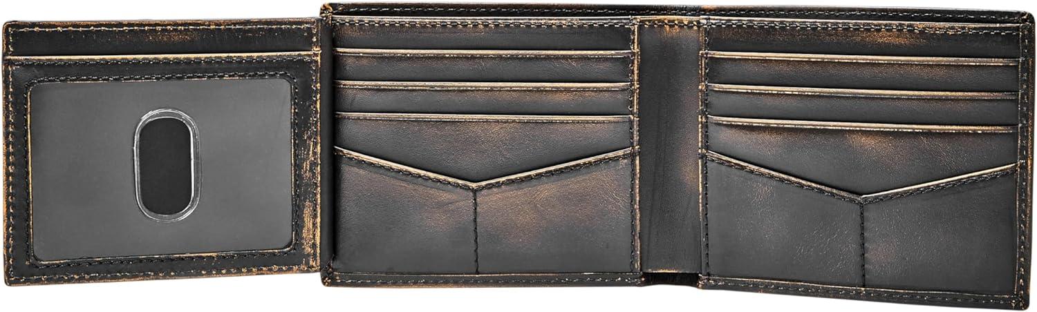 imageFossil Mens Leather Bifold Wallet with Flip ID Window for MenWade Black Vintage