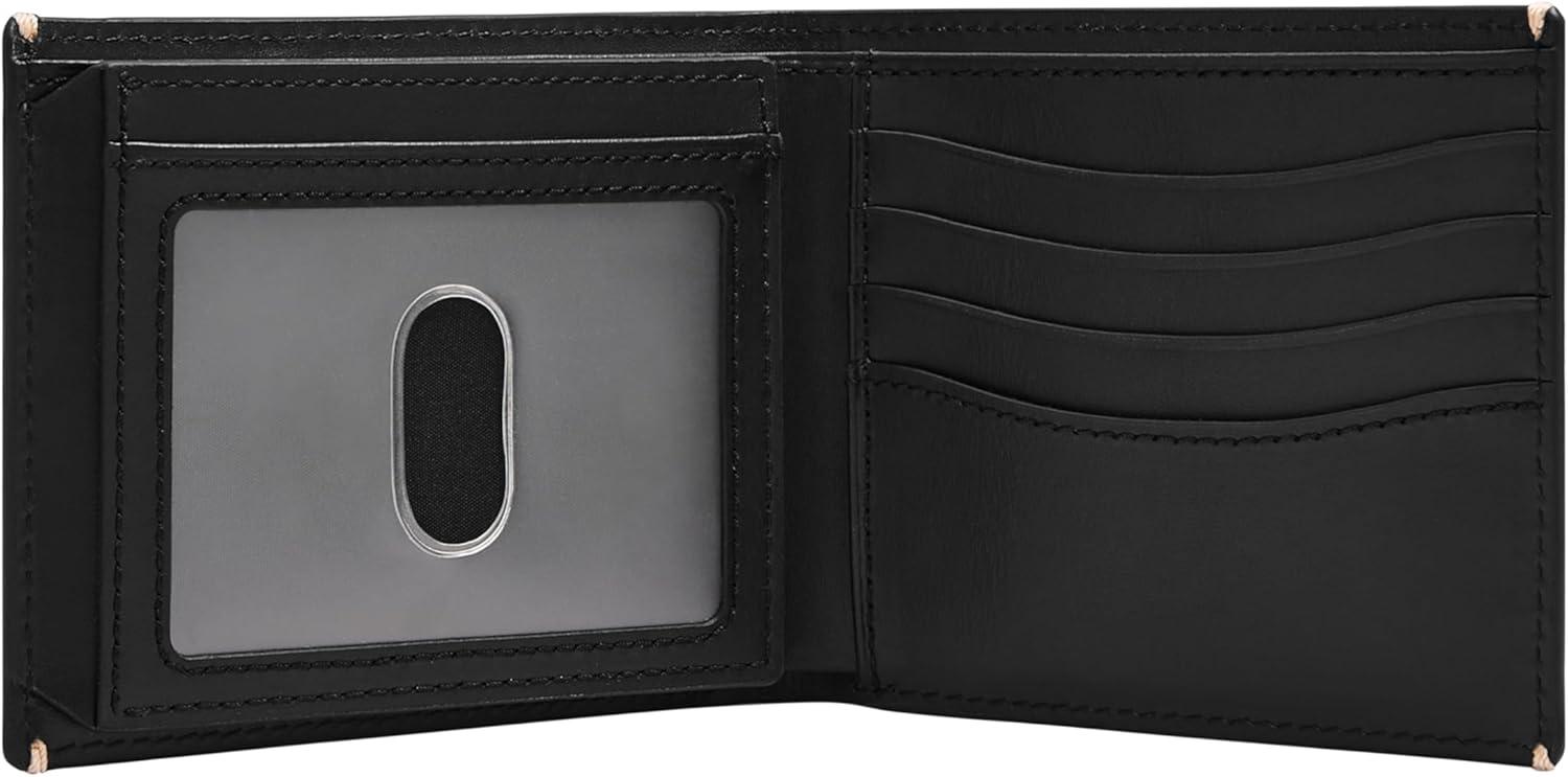 imageFossil Mens Leather Bifold Wallet with Flip ID Window for MenWestover Black