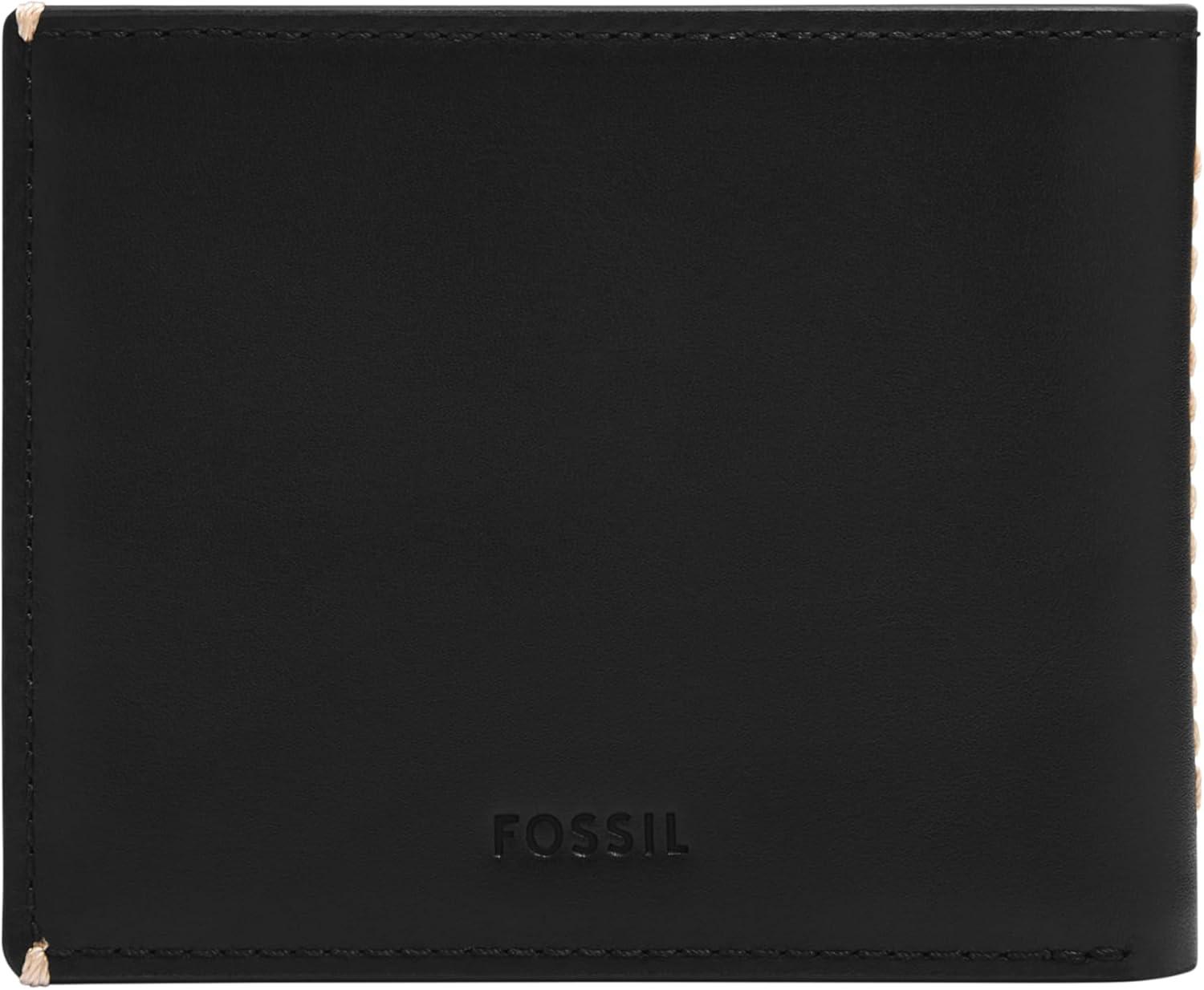 imageFossil Mens Leather Bifold Wallet with Flip ID Window for MenWestover Black