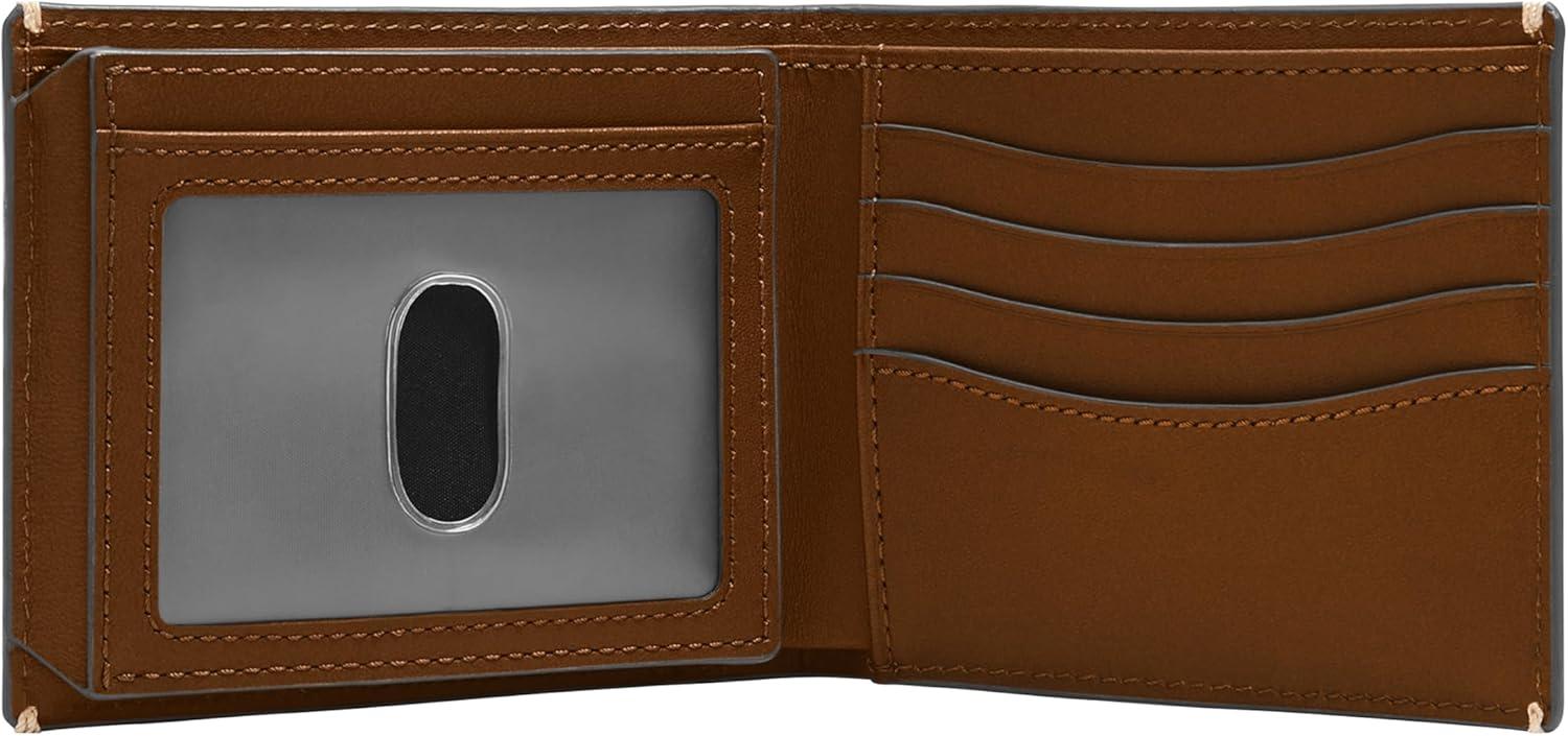 imageFossil Mens Leather Bifold Wallet with Flip ID Window for MenWestover Brown