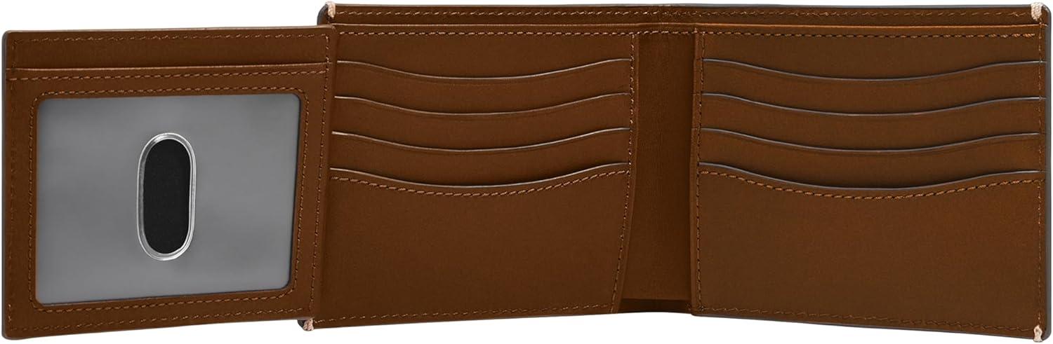 imageFossil Mens Leather Bifold Wallet with Flip ID Window for MenWestover Brown