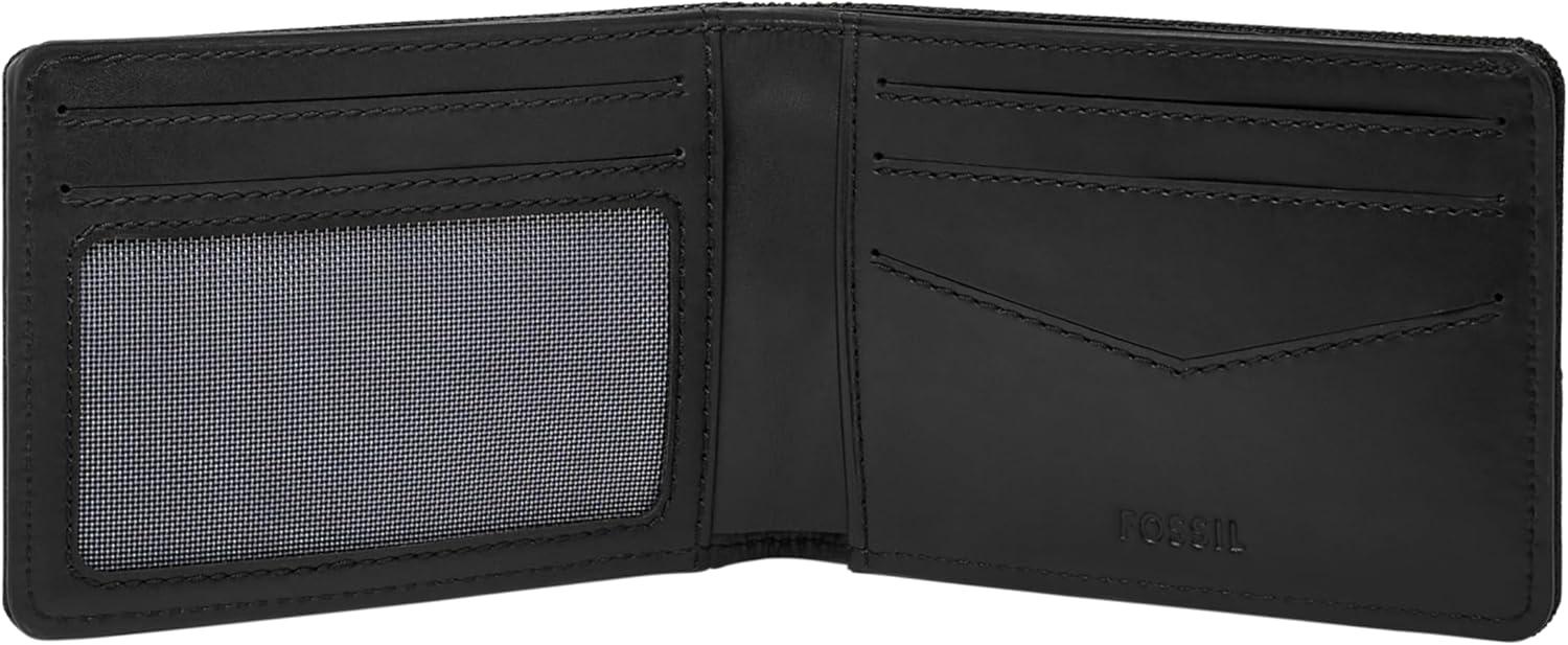 imageFossil Mens Leather Slim Minimalist Bifold Front Pocket Wallet for MenBlack