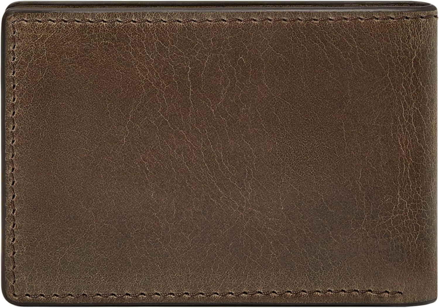 imageFossil Mens Leather Slim Minimalist Bifold Front Pocket Wallet for MenDark Khaki