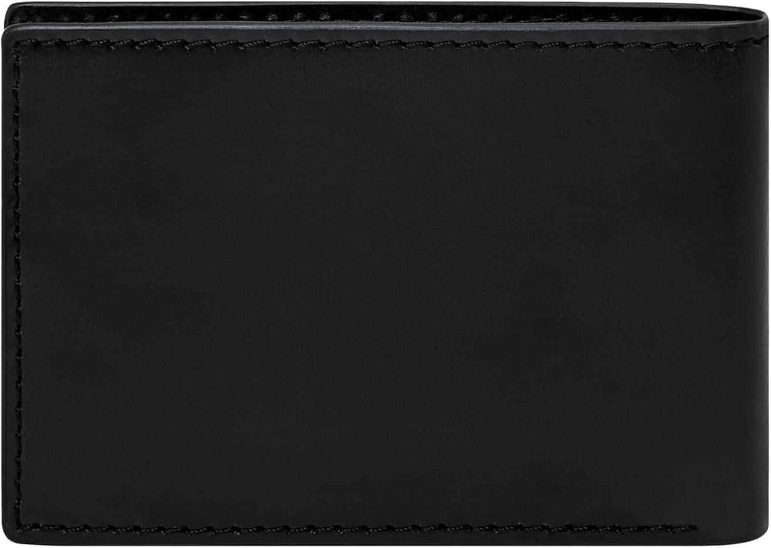 imageFossil Mens Leather Slim Minimalist Bifold Front Pocket Wallet for MenDerrick Black