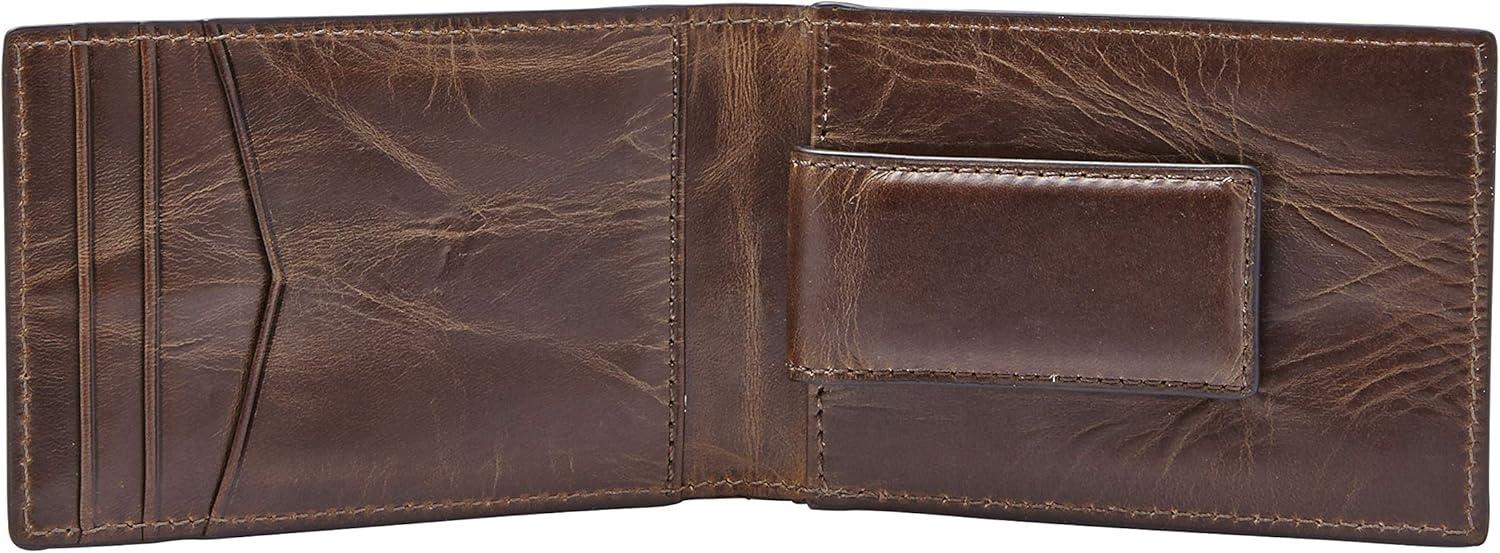 imageFossil Mens Leather Slim Minimalist Bifold Front Pocket Wallet for MenDerrick Dark Brown
