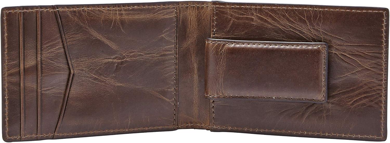 imageFossil Mens Leather Slim Minimalist Bifold Front Pocket Wallet for MenDerrick Dark Brown