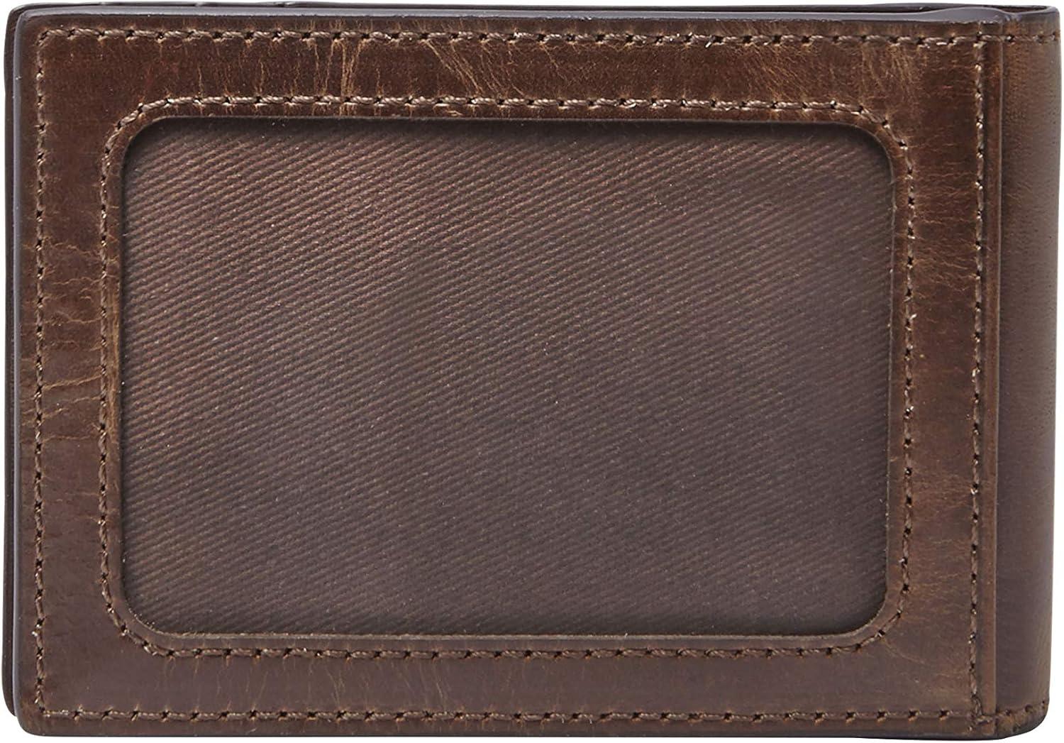 imageFossil Mens Leather Slim Minimalist Bifold Front Pocket Wallet for MenDerrick Dark Brown