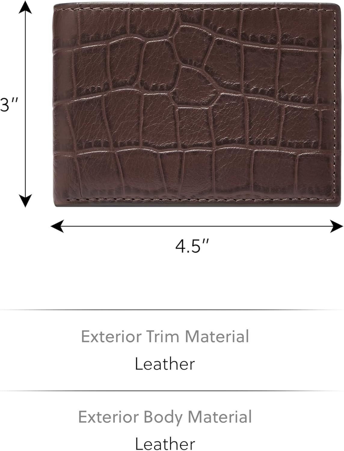 imageFossil Mens Leather Slim Minimalist Bifold Front Pocket Wallet for MenDerrick Mink Croco