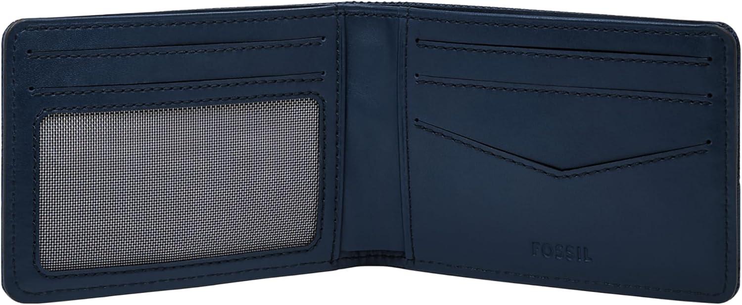 imageFossil Mens Leather Slim Minimalist Bifold Front Pocket Wallet for MenNavy