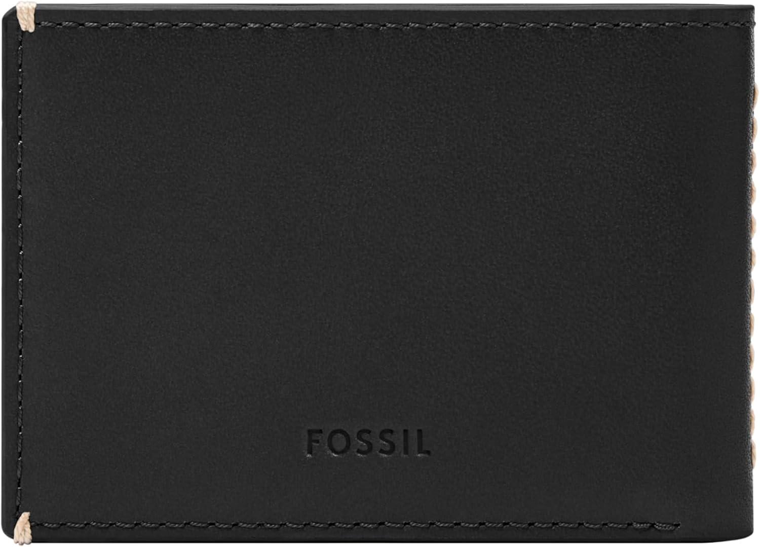 imageFossil Mens Leather Slim Minimalist Bifold Front Pocket Wallet for MenWestover Black