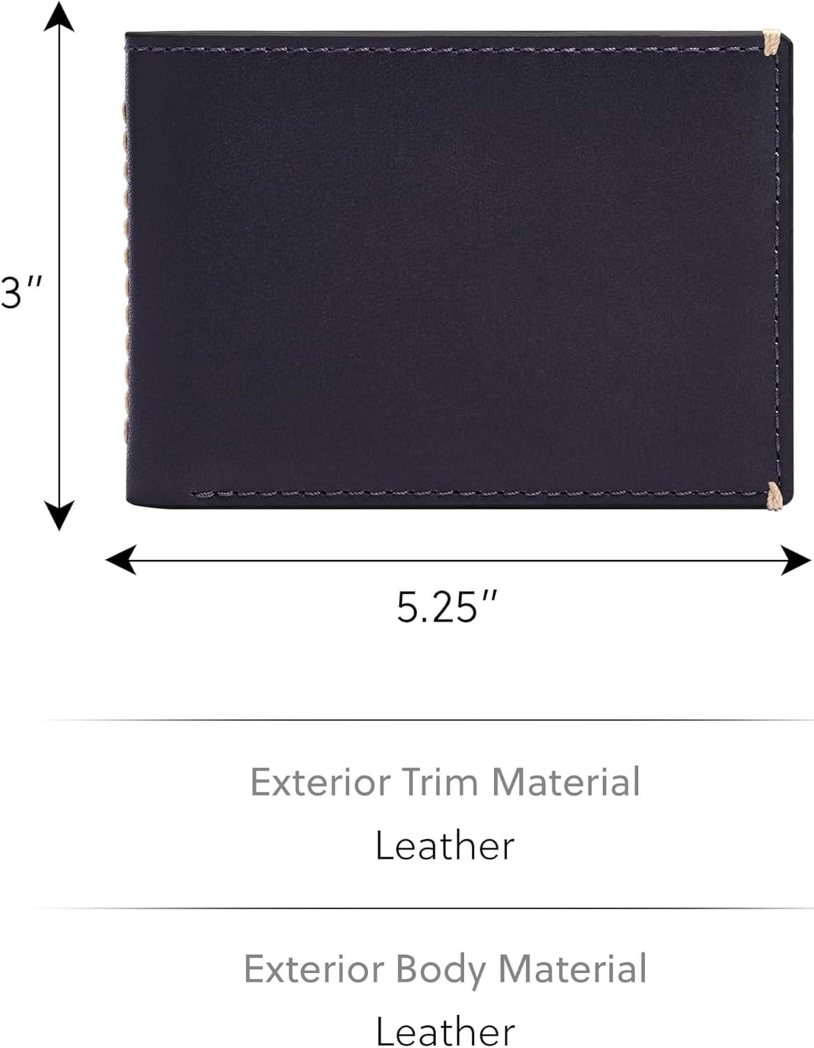 imageFossil Mens Leather Slim Minimalist Bifold Front Pocket Wallet for MenWestover Blue