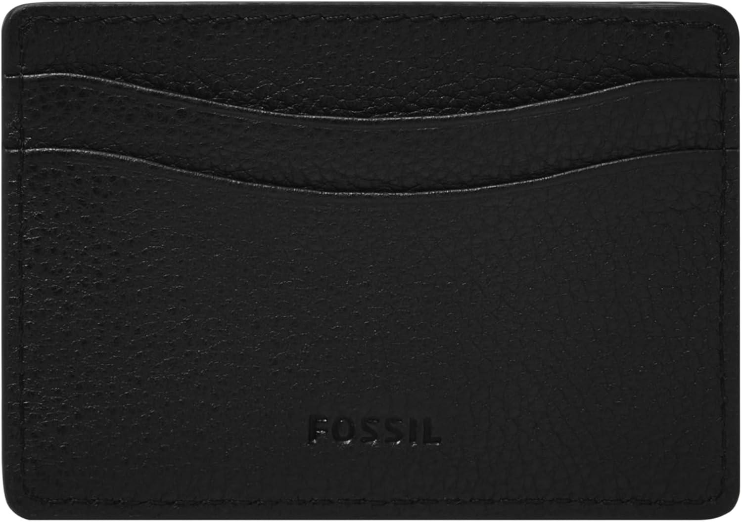 imageFossil Mens Leather Slim Minimalist Card Case Front Pocket WalletAnderson Black