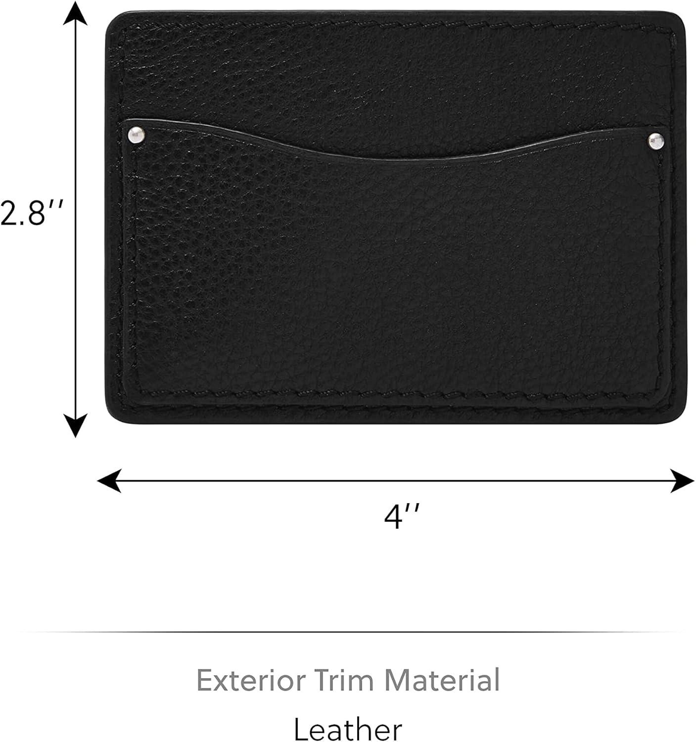 imageFossil Mens Leather Slim Minimalist Card Case Front Pocket WalletAnderson Black