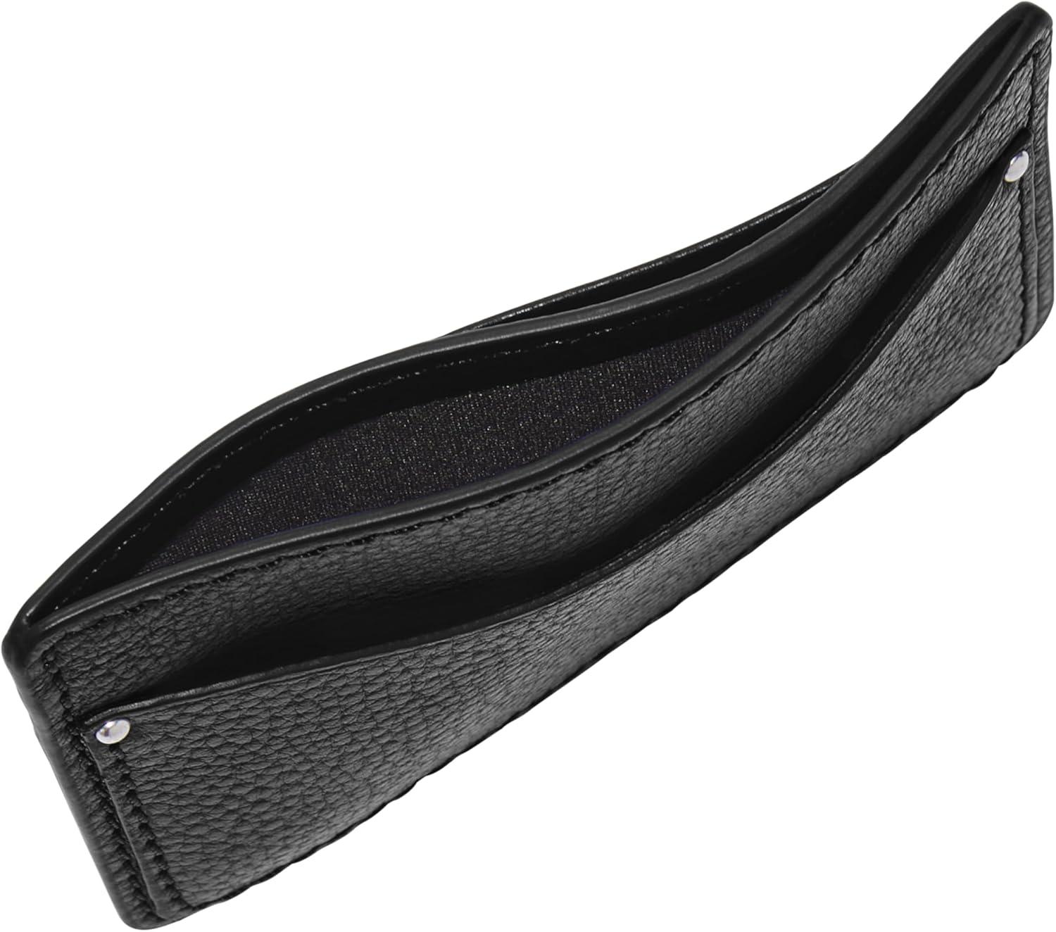 imageFossil Mens Leather Slim Minimalist Card Case Front Pocket WalletAnderson Black
