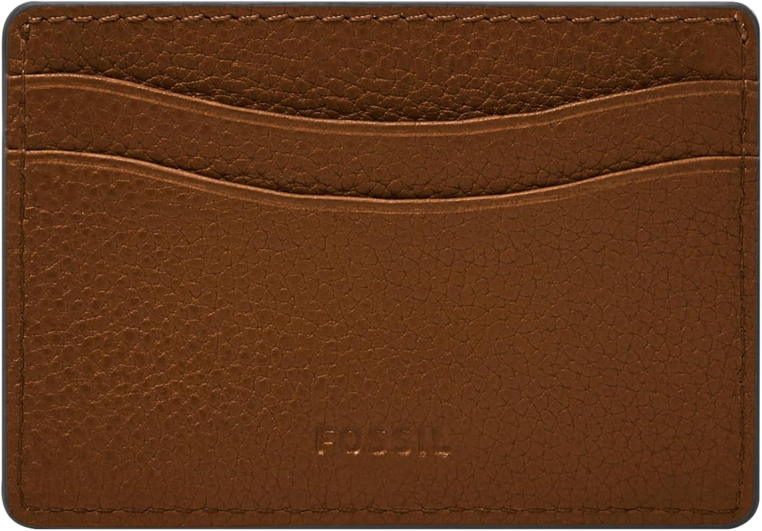 imageFossil Mens Leather Slim Minimalist Card Case Front Pocket WalletAnderson Brown
