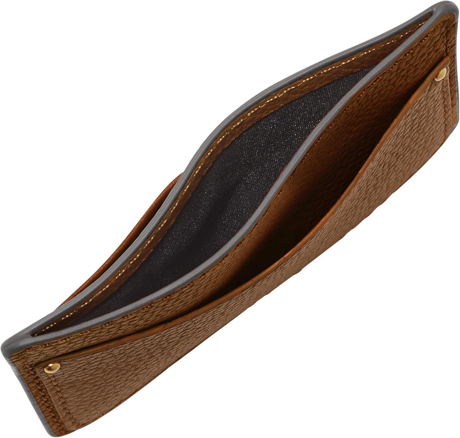 imageFossil Mens Leather Slim Minimalist Card Case Front Pocket WalletAnderson Brown