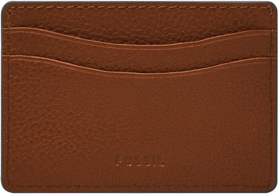 imageFossil Mens Leather Slim Minimalist Card Case Front Pocket WalletAnderson BrownSaddle