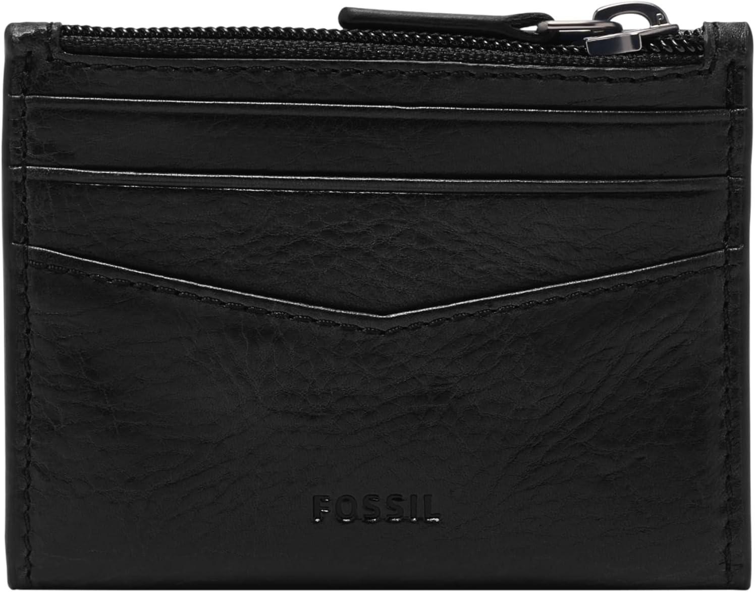 imageFossil Mens Leather Slim Minimalist Card Case Front Pocket WalletAndrew Black