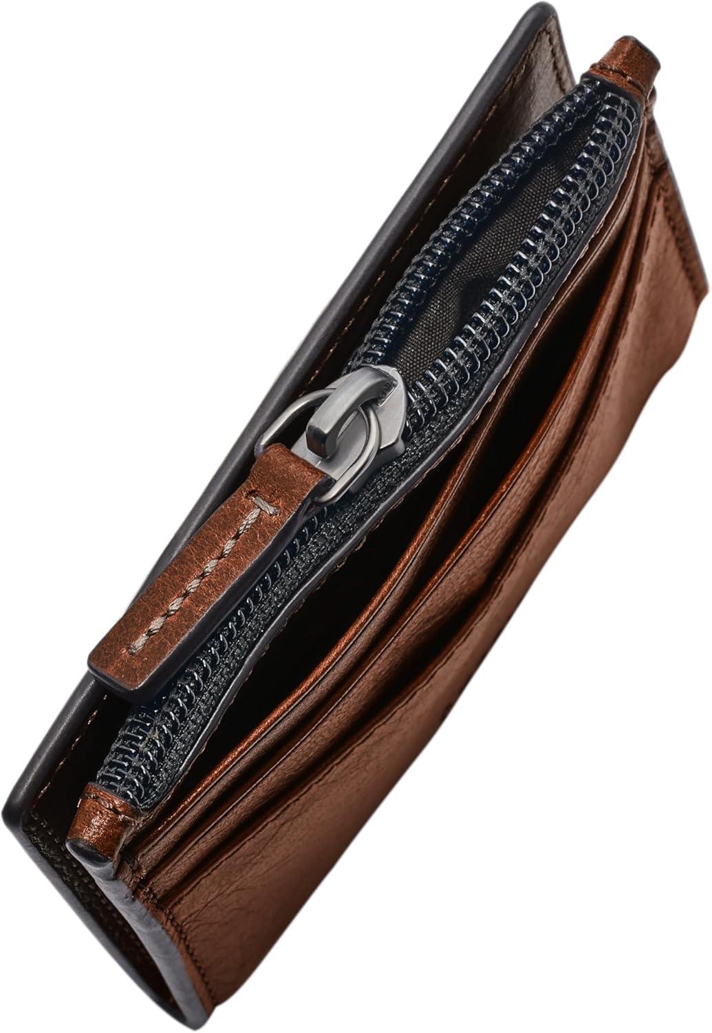 imageFossil Mens Leather Slim Minimalist Card Case Front Pocket WalletAndrew Cognac