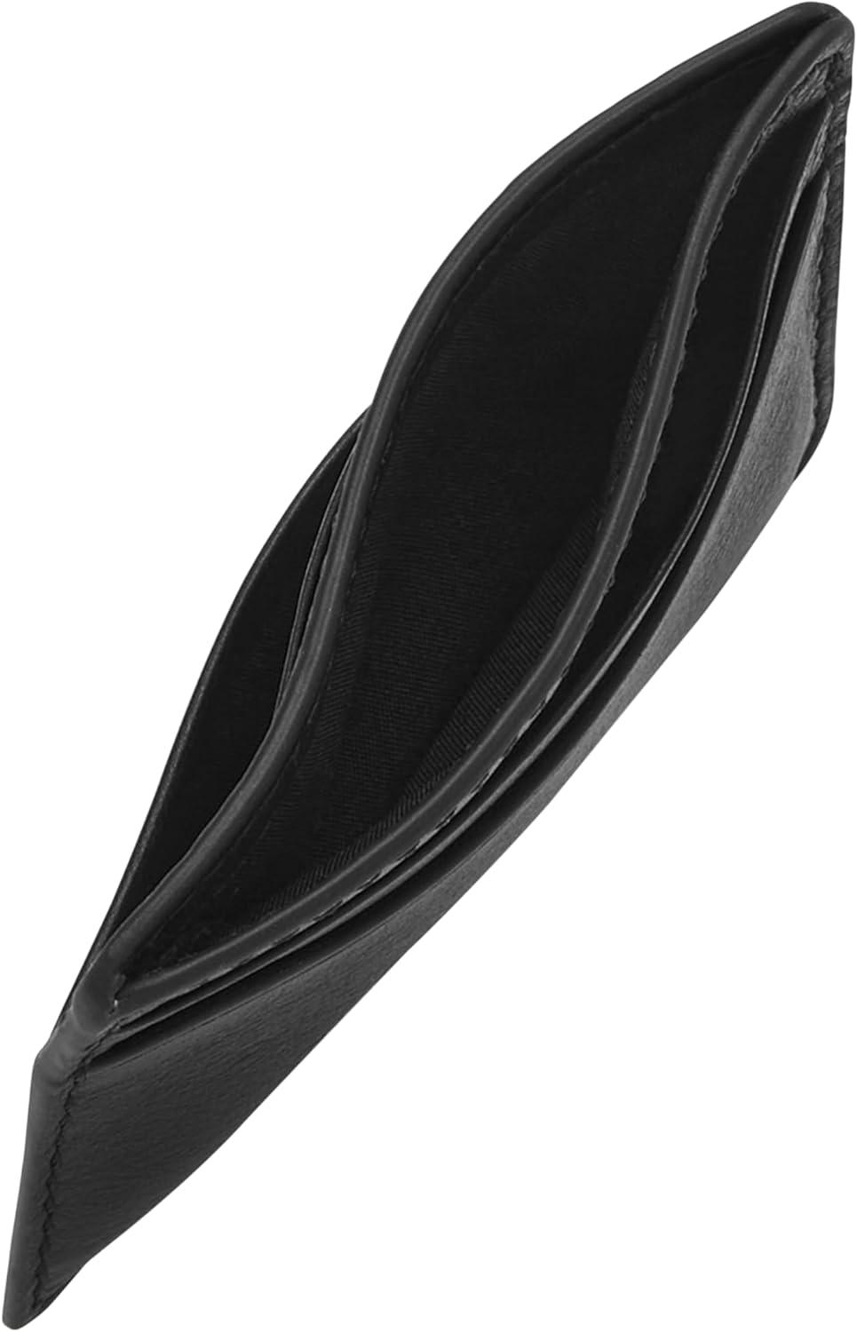 imageFossil Mens Leather Slim Minimalist Card Case Front Pocket WalletBlack Card Case  Keyfob Gift Set