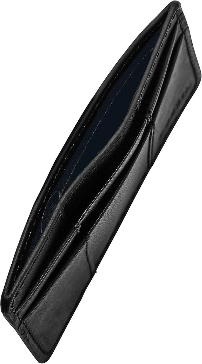 imageFossil Mens Leather Slim Minimalist Card Case Front Pocket WalletEverett Black